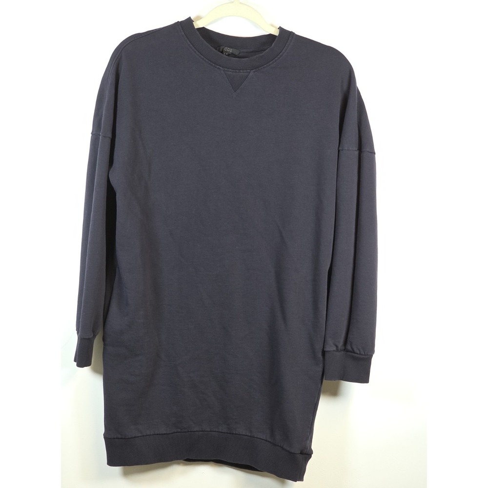 COS Womens XS Navy Blue Pocket Sweatshirt Smart Casual Midi Dress Shift‎ Comfort